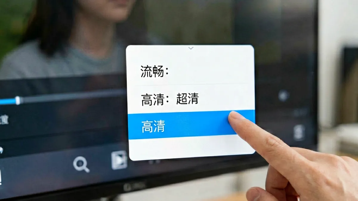 海角社区视频播放器画质设置面板，展示流畅、高清、超清三个选项的切换操作界面
